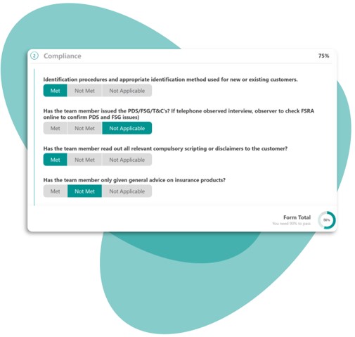 Screenshot showing YakTrak's compliance screens